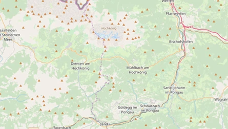 Strecken und Regionen &uuml;ber die Karte finden